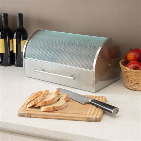 stainless steel corner bread box|large stainless steel bread box.